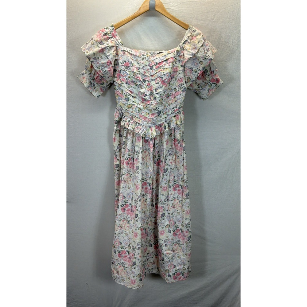 Batsheva + Laura Ashley ditsy Floral midi Dress prairie puff sleeve pin tuck 2